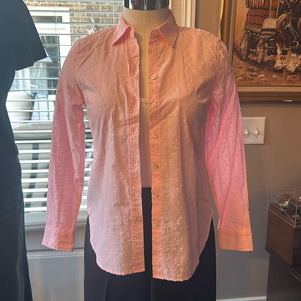 Talbots Sz SP Pink 100% Cotton Button Down Shirt EUC